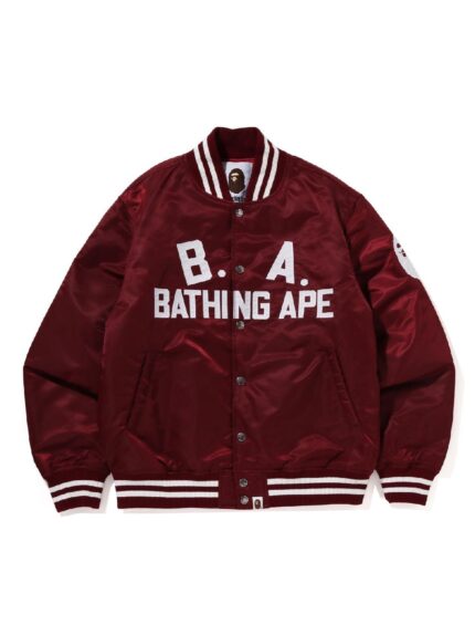 BAPE B.A Nylon Varsity Jacket - Burgundy