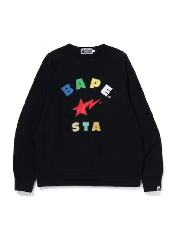 BAPE Bape Sta Crewneck Sweatshirt (FW22) - Black, iconic style and comfort with this timeless crewneck featuring the legendary Bape Sta logo.