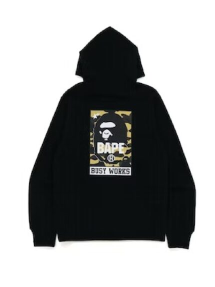 BAPE Busy Works Pullover Hoodie, iconic style and OVO's unique touch, making a bold statement in streetwear fashion.