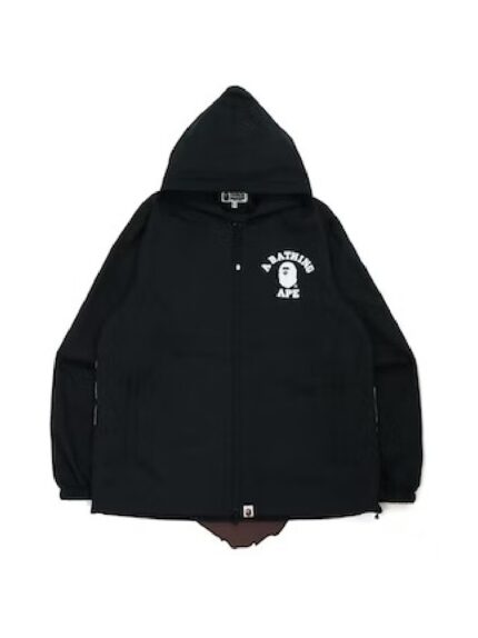 BAPE College Hoodie Jacket - Black, iconic piece, blending streetwear and college vibes seamlessly.