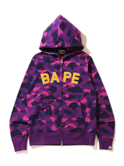 BAPE Color Camo Logo Full Zip Hoodie - Purple