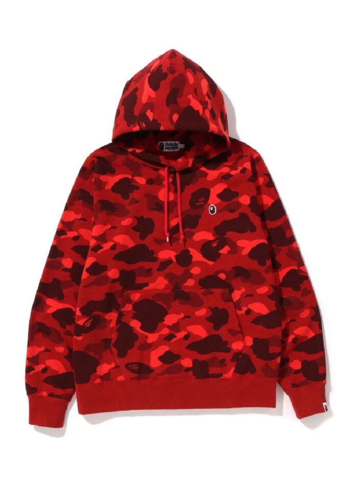 BAPE Color Camo One Point Ape Head Pullover Hoodie - Red