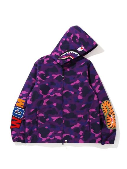 BAPE Color Camo WGM Shark Hoodie Jacket - Purple