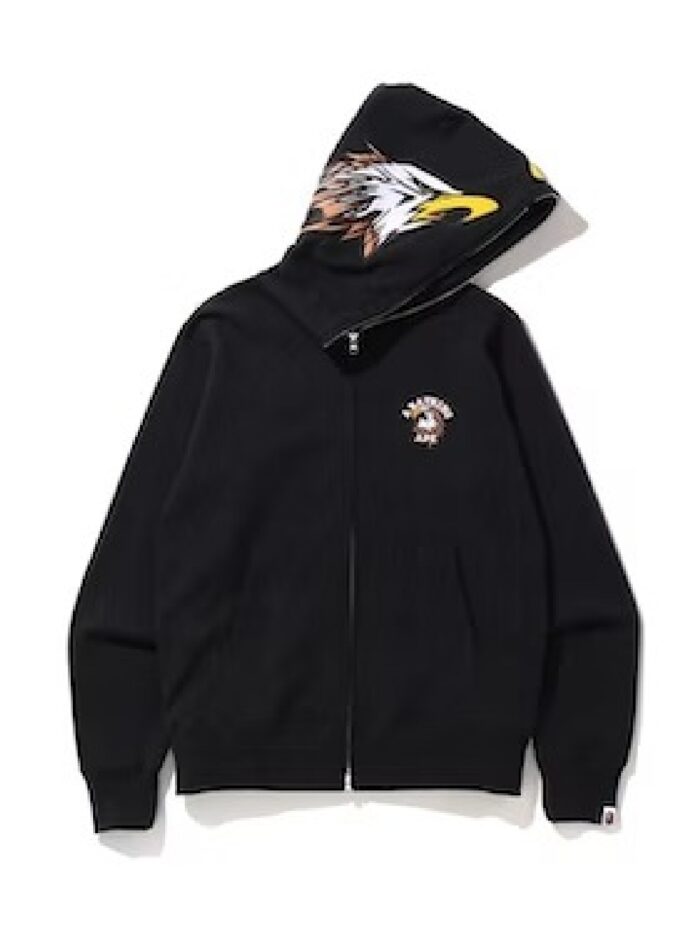 BAPE Eagle Full Zip Hoodie, featuring an iconic eagle motif, making a statement in streetwear fashion.