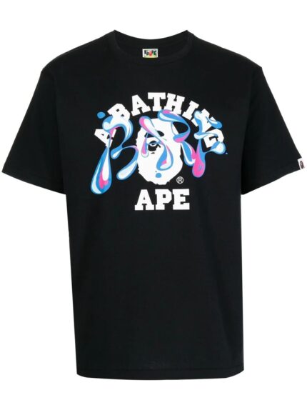 BAPE Marble-effect Logo-print T-shirt - Black