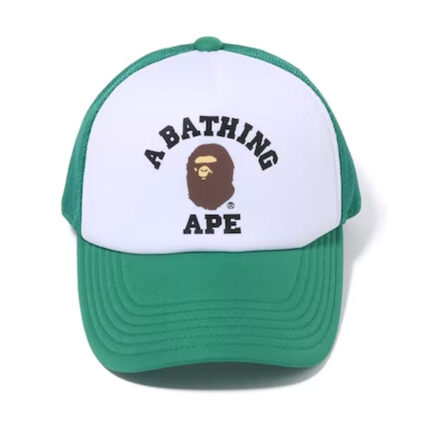 BAPE Online Exclusive College Mesh Cap - Green, perfect for a laid-back urban look.