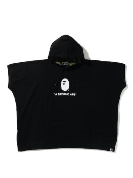 BAPE Poncho Pullover Hoodie - Black, featuring a distinctive design and iconic BAPE logo. Perfect blend of style and comfort.