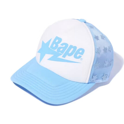 BAPE Sta Allover Mesh Cap - Blue, urban sophistication with this stylish mesh cap showcasing the iconic BAPE Sta logo all over.