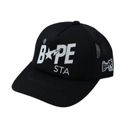 BAPE Sta Mesh Cap (SS21) - Black, Featuring the iconic BAPE Sta logo, this cap adds a touch of urban sophistication to your outfit.