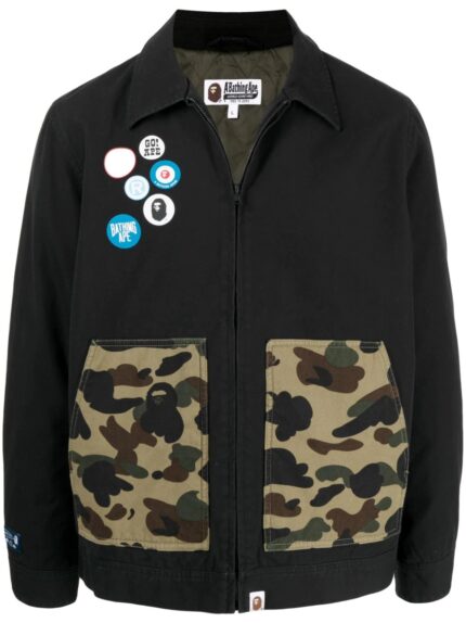 BAPE Zip-up Camouflage Shirt Jacket - Black