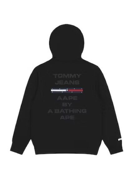 BAPE x Tommy Logo Hoodie, making a bold statement in streetwear fashion.