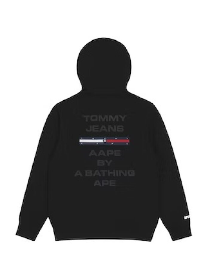 BAPE x Tommy Logo Hoodie, making a bold statement in streetwear fashion.