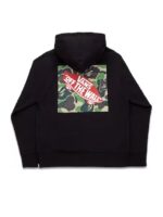 BAPE x Vans Pullover Fleece Hoodie - Black, perfect fusion of BAPE's iconic style and Vans' classic appeal with this stylish and comfortable hoodie.